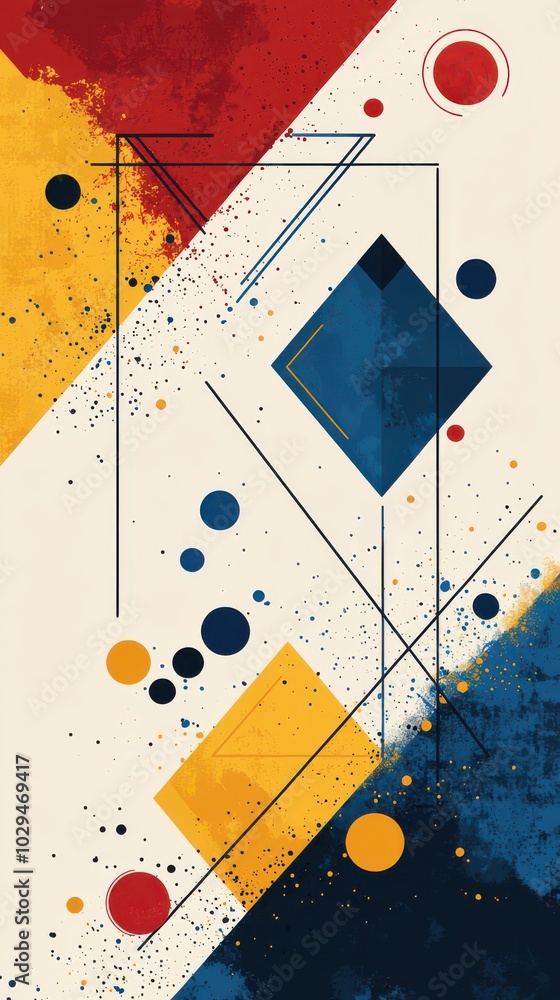 Aufkleber abstract background with geometric shapes in primary colors creating dynamic and modern design. perf