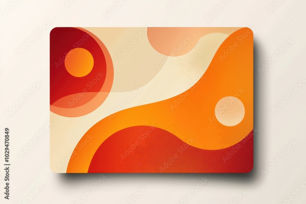 Poster abstract orange and red card design with smooth wavy patterns on a minimalist background