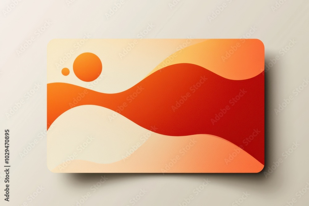 Poster abstract orange card with rounded edges featuring two circles and wavy gradient design