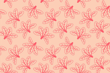 Hand drawn floral pattern vector design. Simple ornament with plant and leaf.