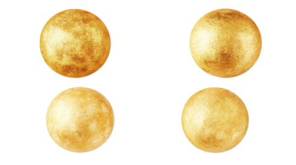 Four Metallic Gold Balls on a White Background Generative AI