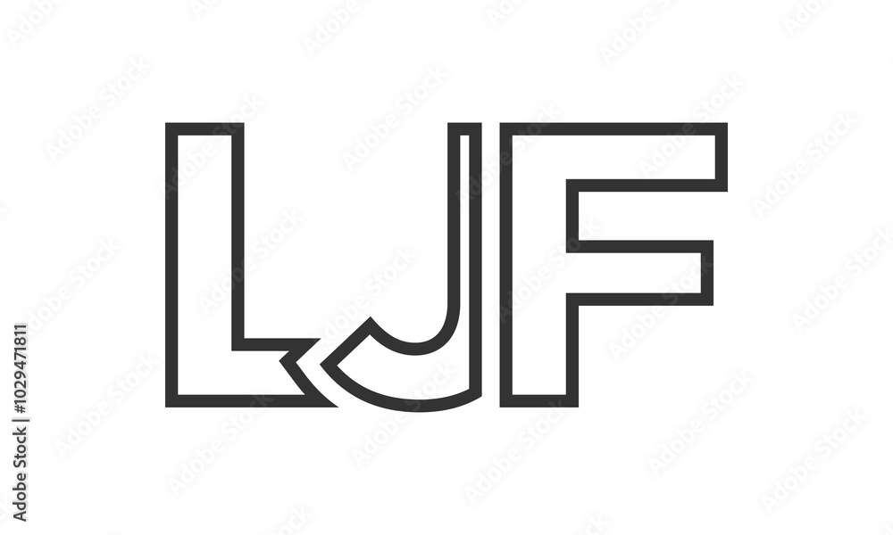 Poster LJF logo design template with strong and modern bold text. Initial based vector logotype featuring simple and minimal typography. Trendy company identity.