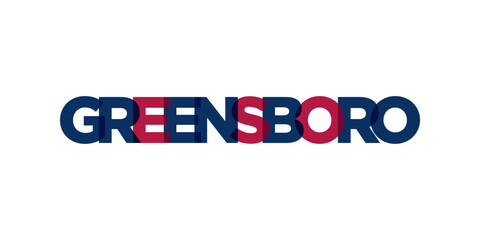 Greensboro, North Carolina, USA typography slogan design. America logo with graphic city lettering for print and web.