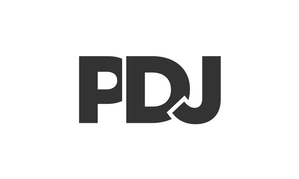 PDJ logo design template with strong and modern bold text. Initial based vector logotype featuring simple and minimal typography. Trendy company identity.