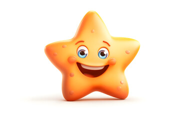  illustration of a cartoon-style star, smiling with bright eyes, isolated on a white background