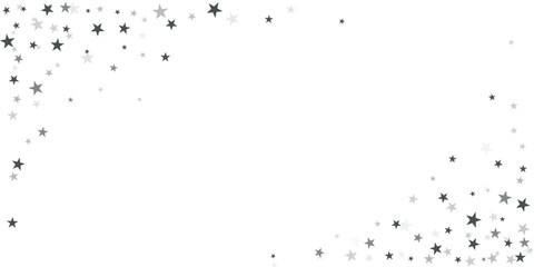 Obraz premium Silver stars vector corner background, sparkling Christmas confetti falling magic shining sparkles, flying stars glitter border