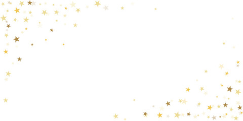 Gold stars vector background, sparkling Christmas confetti falling isolated corner. Shining flying golden stars glitter backdrop, sparkle border
