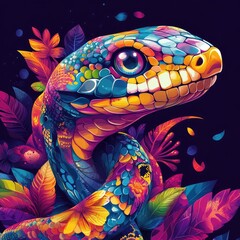 Obraz premium Vibrant and Colorful Snake Illustrations