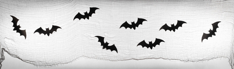 halloween white background with black bats isolated on white background