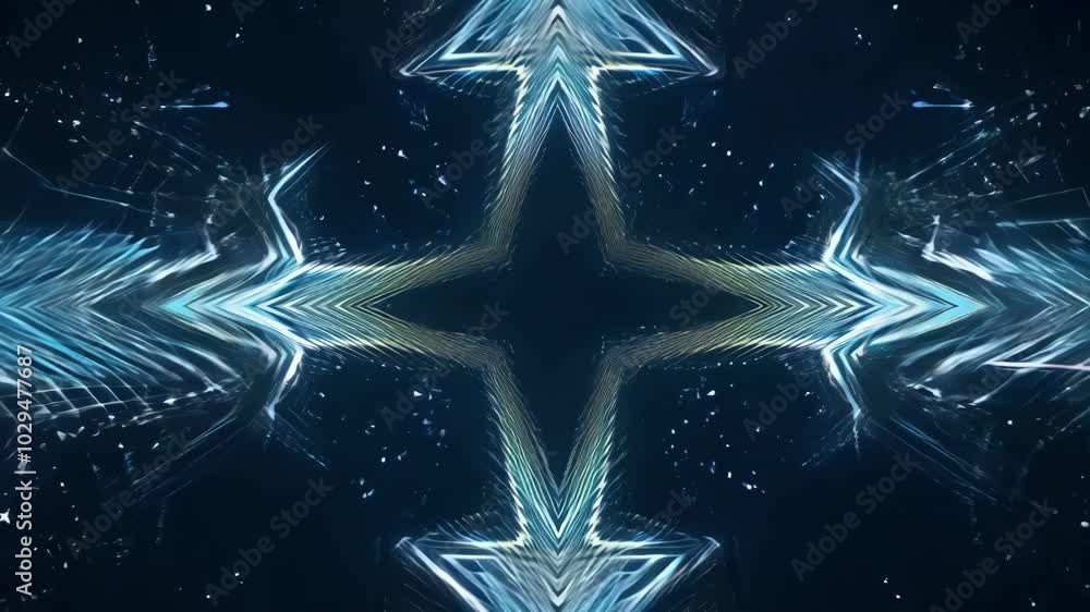 Aufkleber Mesmerizing abstract background with luminous particles forming geometric shapes, blending light and dark tones for depth and contrast