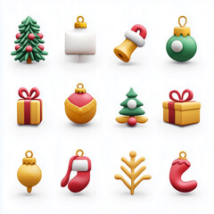 christmas winter icons set