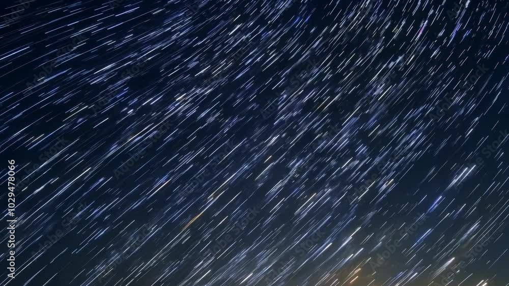 Aufkleber long exposure capturing the apparent motion of the stars as they create trails of light across the d