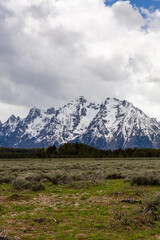 Majestic Snow-Capped Grand Teton Mountains in Wyoming Landscape