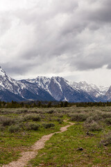 Scenic View of Grand Teton Mountains in Wyoming Landscape