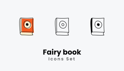 Fairy book hand draw doodle icons vector set stock illustration