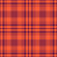 Aged plaid seamless texture, upscale fabric tartan background. Herringbone textile check pattern vector in red and pink colors.