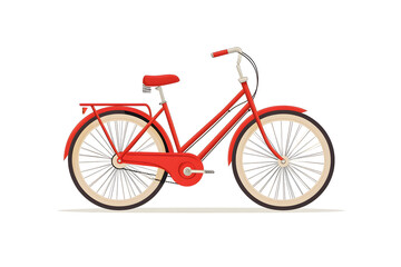 a classic red bicycle, isolated on a white background