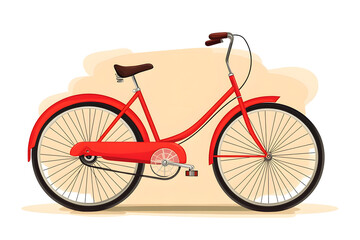 a classic red bicycle, isolated on a white background