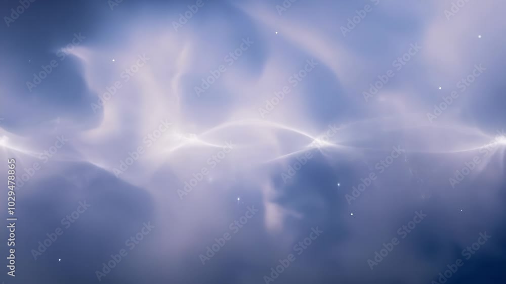 Poster capturing the beauty of a distant galaxy with bright stars shining over swirling gas clouds, this ce