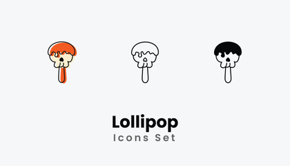 Lollipop hand draw doodle icons vector set stock illustration