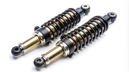 pair of shock absorbers isolated on white panoramic