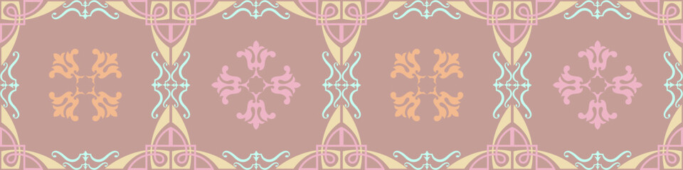 Elegant ornamental pattern with floral and abstract design.
