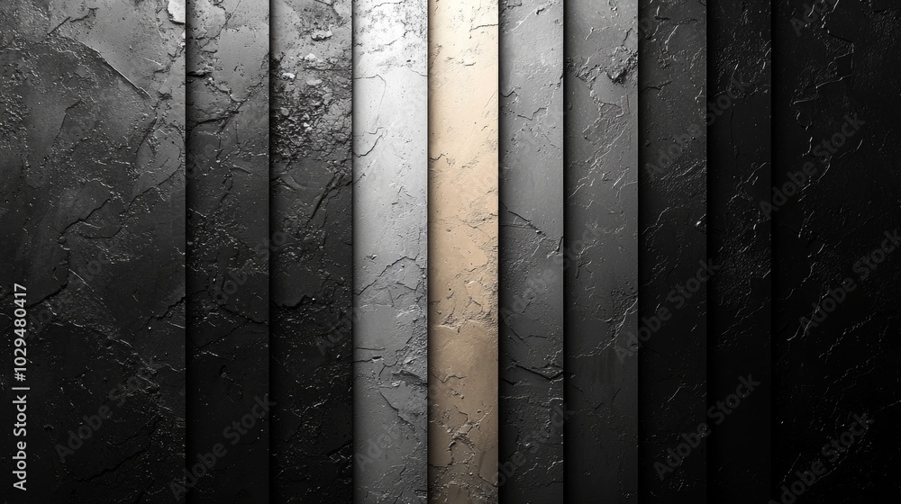 Poster textured background featuring black, white and gold vertical stripes with a rough surface, creating 