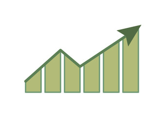 Gráfico verde de barras creciente con flecha