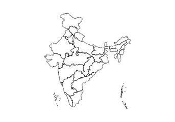 Mapa de la India en trazado negro © Gabrieuskal