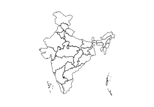 Mapa de la India en trazado negro