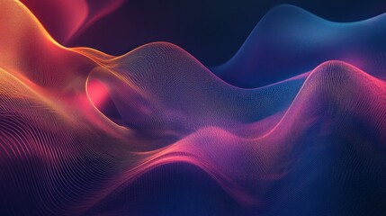 Abstract background with flowing, vibrant lines in blue, pink, orange, and yellow on a dark background.