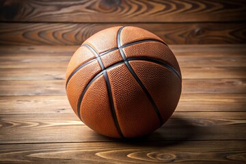 Obraz premium Reflected basketball ball on wooden floor