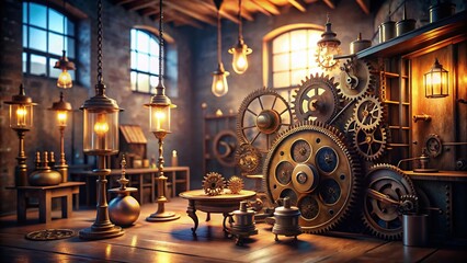 Minimalist Steampunk Decor with Tilt-Shift Photography for Unique Aesthetic Appeal