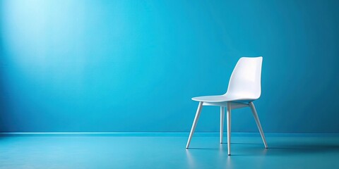 white side chair photoshoot in blue background Panoramic