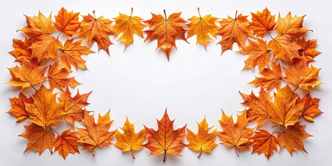 Fototapeta premium Symmetrical orange fall leaves on white background