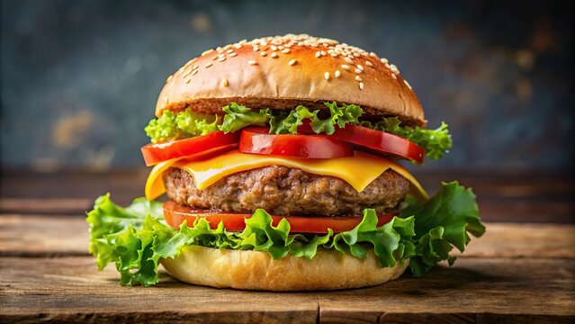 tasty beef kabab burger with lettuce tomato cheese