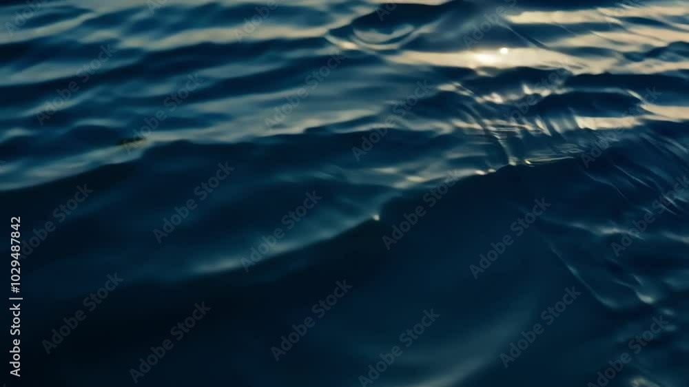 Poster Mesmerizing dark blue abstract background with dreamy blurred effect and bokeh lights, capturing essence of water and nature. Adds tranquility to any design project