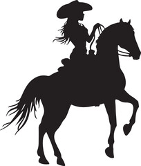 Cowgirl on a Horse Silhouette Vector Illustration