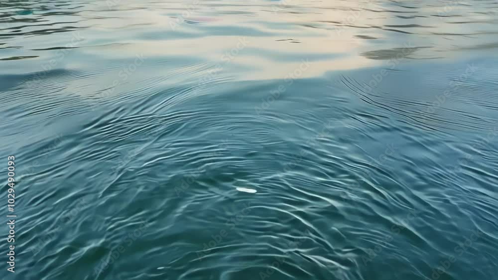 Poster gentle waves are creating a mesmerizing pattern on the surface of a lake, the turquoise water reflec