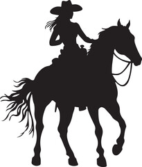 Cowgirl on a Horse Silhouette Vector Illustration