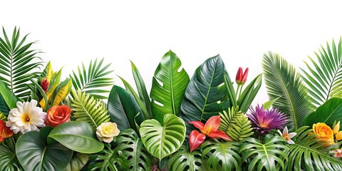 Fototapeta premium Tropical leaves foliage plant bush floral arrangement on white background