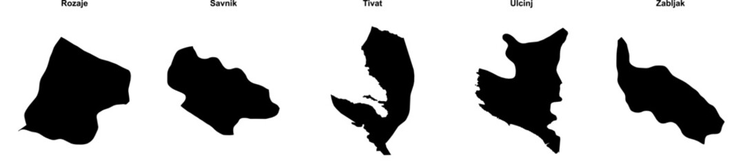 Rozaje, Savnik, Tivat, Ulcinj, Zabljak outline maps
