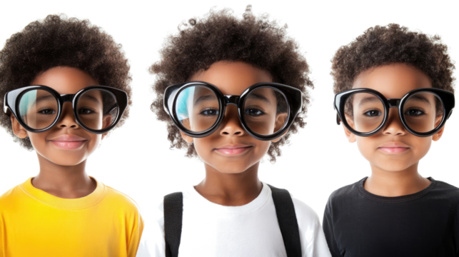 Portraits of Cute African American Boys Wearing Oversized Eyeglasses Generative AI