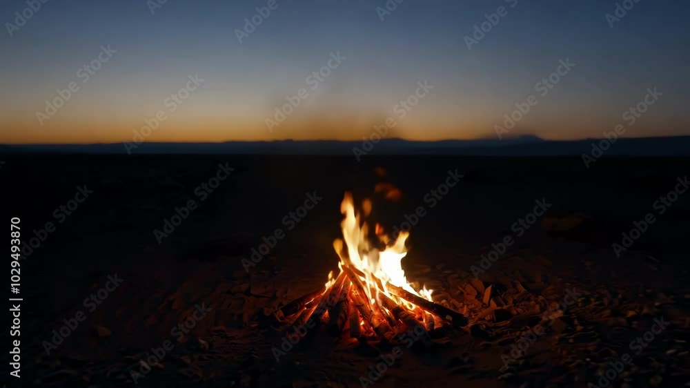 Aufkleber Bonfire is burning brightly at night, casting a warm glow on the surrounding area. The flames are licking at the logs, creating a mesmerizing display of light and heat