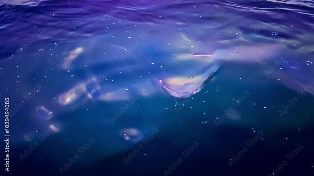 Poster deep blue ocean water surface is glistening with sun glare, creating a mesmerizing and tranquil scen