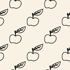 Apple doodle outline for kid, Perfect for package, labels Design element. Vector pattern