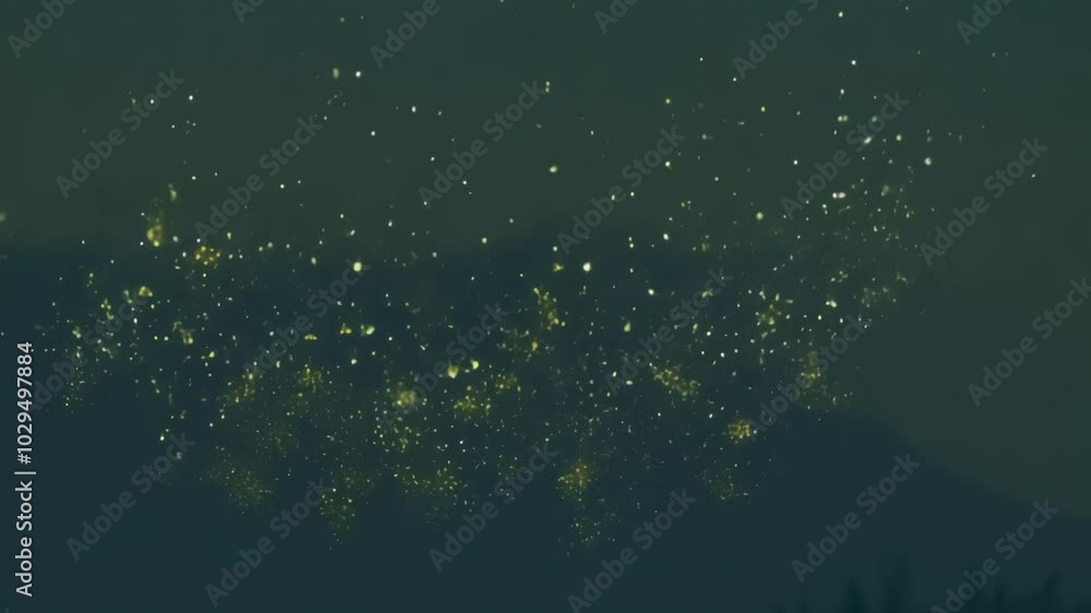 Poster colorful fireworks explode in the dark night sky, lighting up trees and creating a festive atmospher