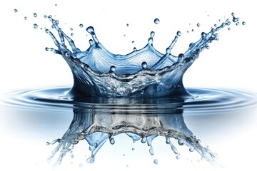 Water splash isolated on white background, low angle view.