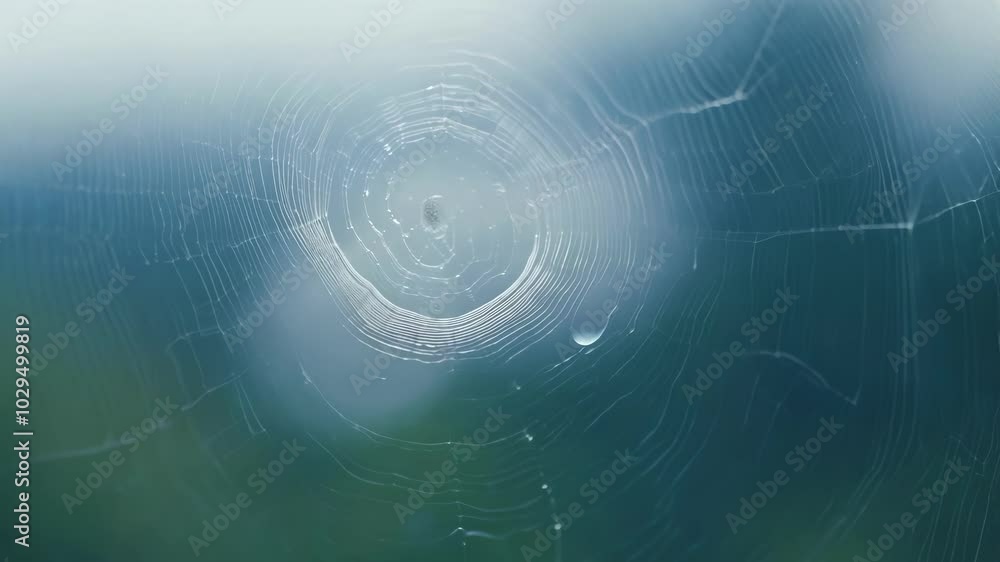 Aufkleber intricate spider web with glistening dew drops illuminated by the soft morning light, creating a cap