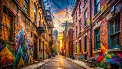 Fototapeta premium Narrow Urban Street Exploration in Vibrant Cityscape